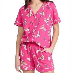 Bedhead Classic Shorty PJ Pajama Set Valentines Day Dog Print Pink New 3X